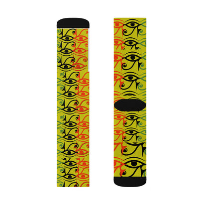 EGYPTIAN EYES HAVE ALL THE INSIGHT Sublimation Socks by SobG Designs