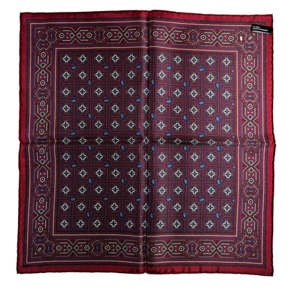 Burgundy Geometric Silk Pocket Square-4