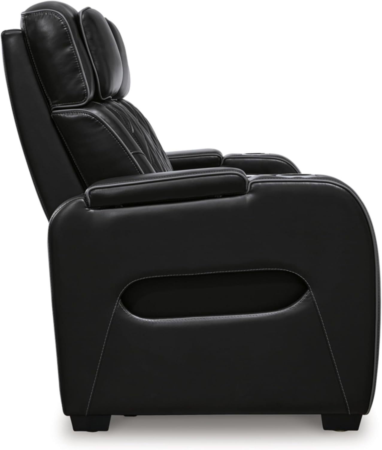 Boyington Contemporary Leather Match Power Reclining Sofa with Adjustable Headrest, Cup Holder, USB Charging Ports, Air Massage System and LED Lighting, Black-4