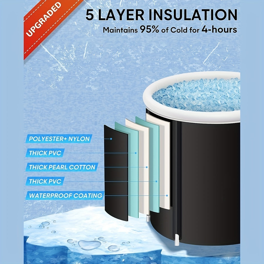 1Pc Freestanding Ice Bath Tub for Fitness Recovery(Black)-4