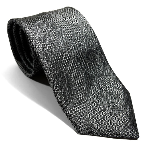 PHOENIX Silver Paisley Silk Grenadine Jacquard Tie-0