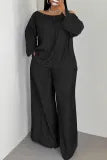 Casual Solid Color Ruched Off Shoulder Plus Size Two Pieces