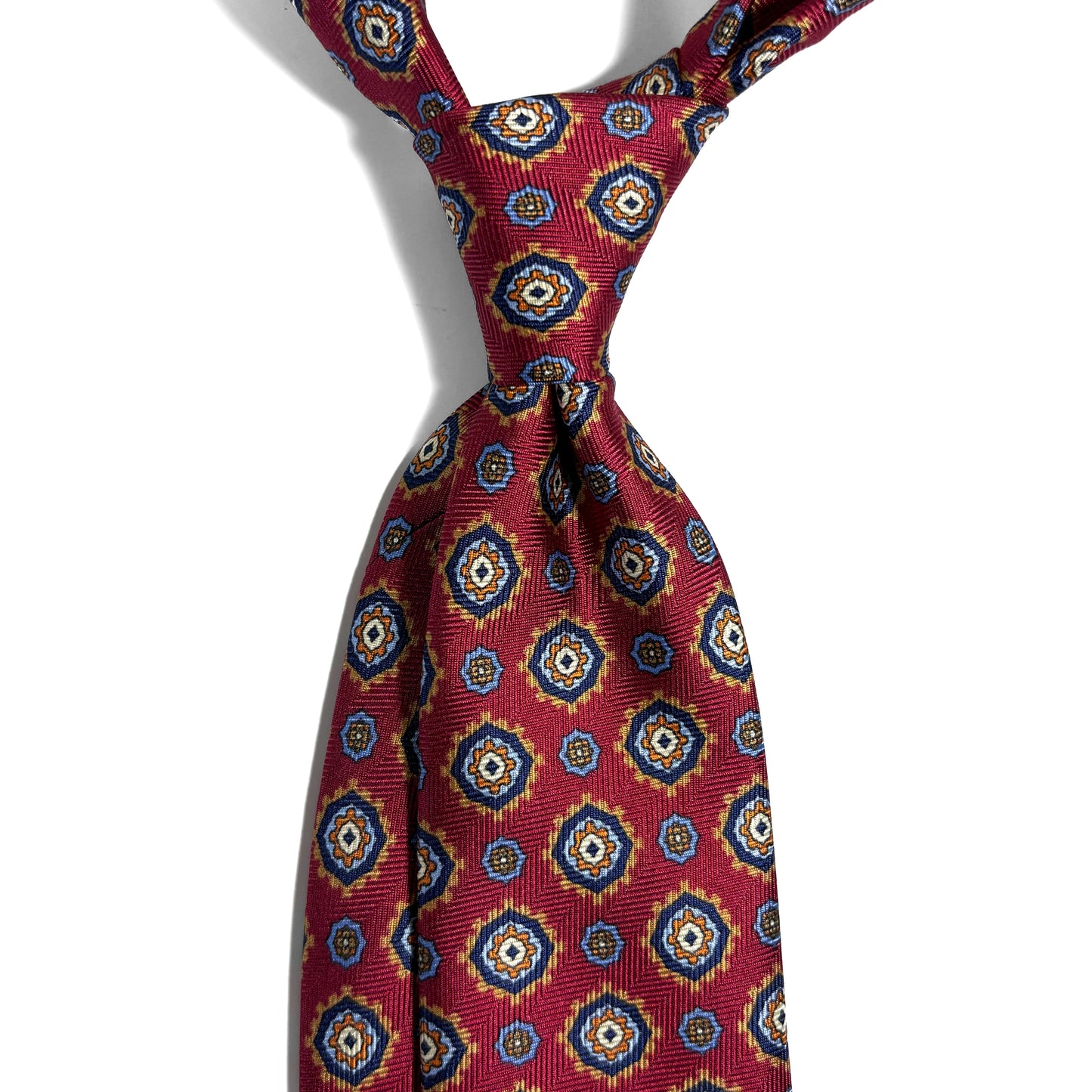 Burgundy Geometric Silk Tie (Handmade in Italy)-1