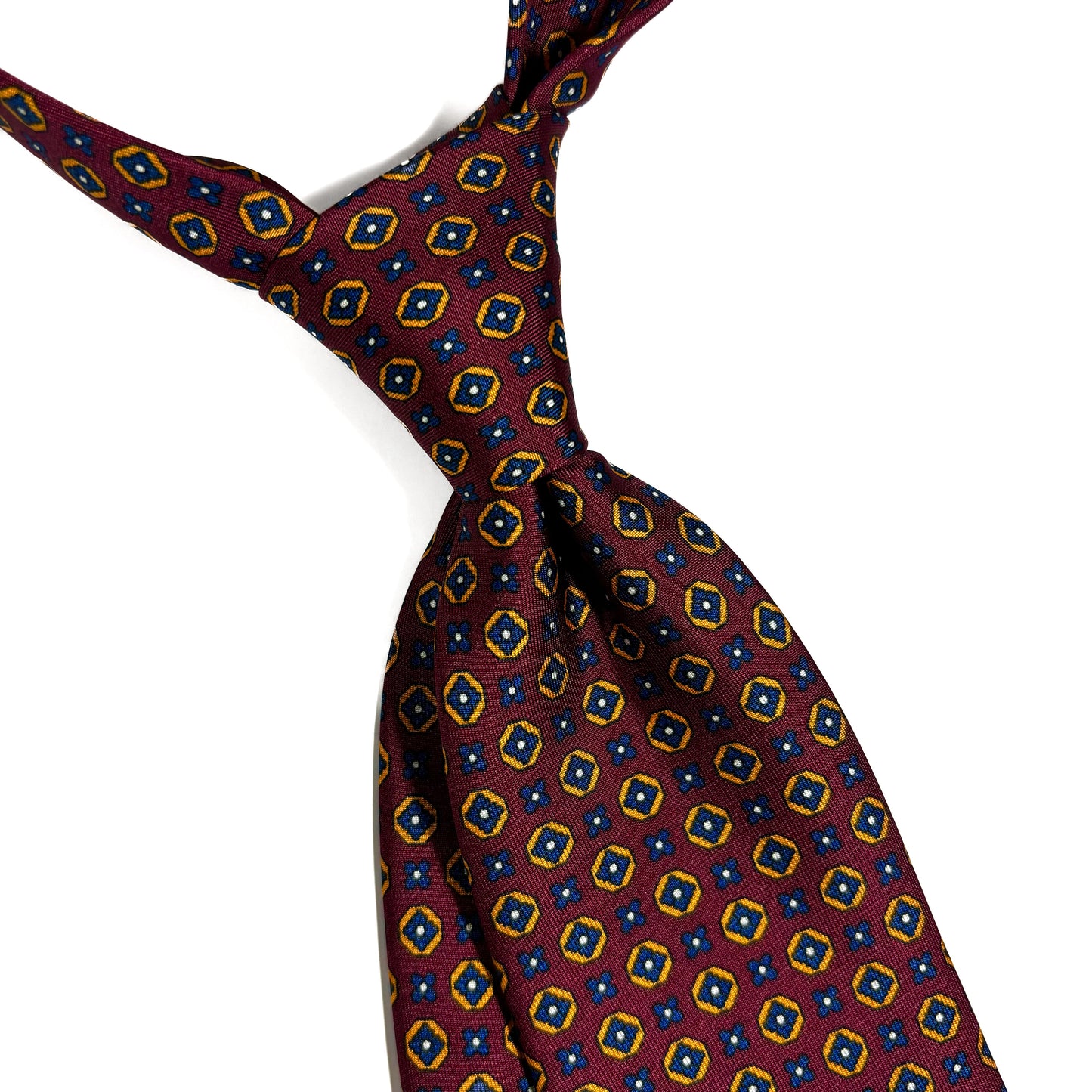 Burgundy Geometric Printed Silk Tie-1