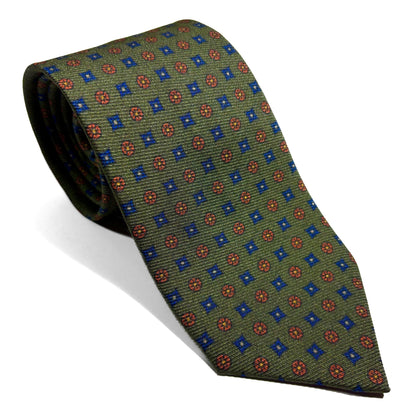 Fern Green Floral Italian Madder Silk Tie-0