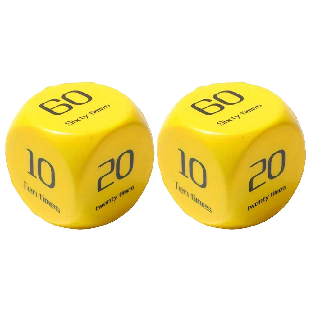 2Pcs Fitness Dice 6-Sided Workout Dice Yellow-0