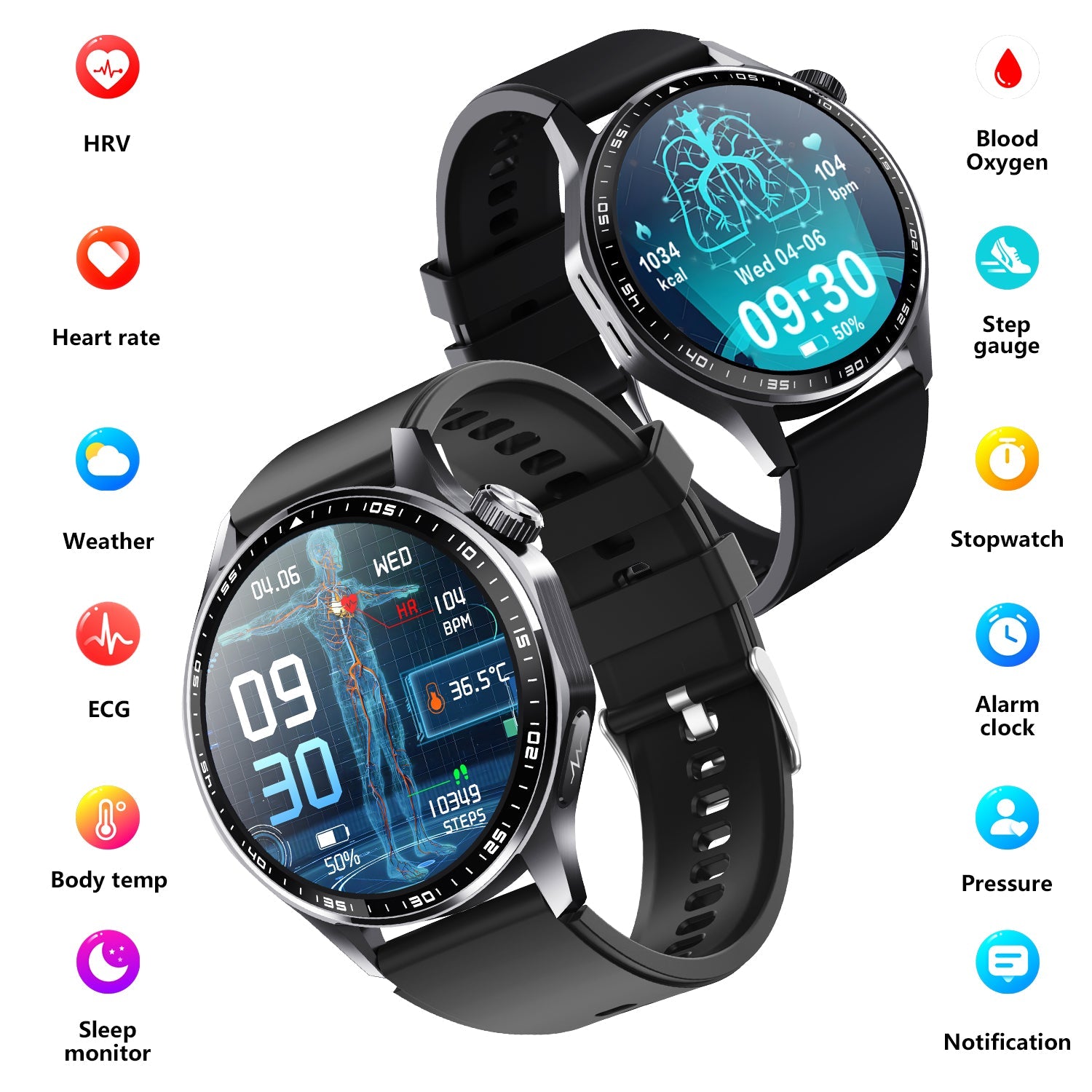 Advanced Health and Fitness Smartwatch with Tools to Manage Stress and Sleep, ECG App, SpO2, 24/7 Heart Rate-2
