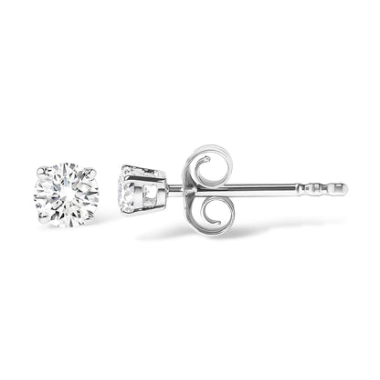 14K White Gold 1/3 Cttw Round Brilliant-Cut Near Colorless Diamond Classic 4-Prong Stud Earrings (J-K Color, I1-I2 Clarity)-2