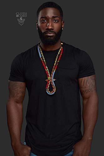 Mens African Necklace | Men’s Ketepa Corded Necklace | Men’s African Tie | Mens African Jewelry | Red Blue | Mens Tribal Jewelry | Afrocentric| Cloth & Cord