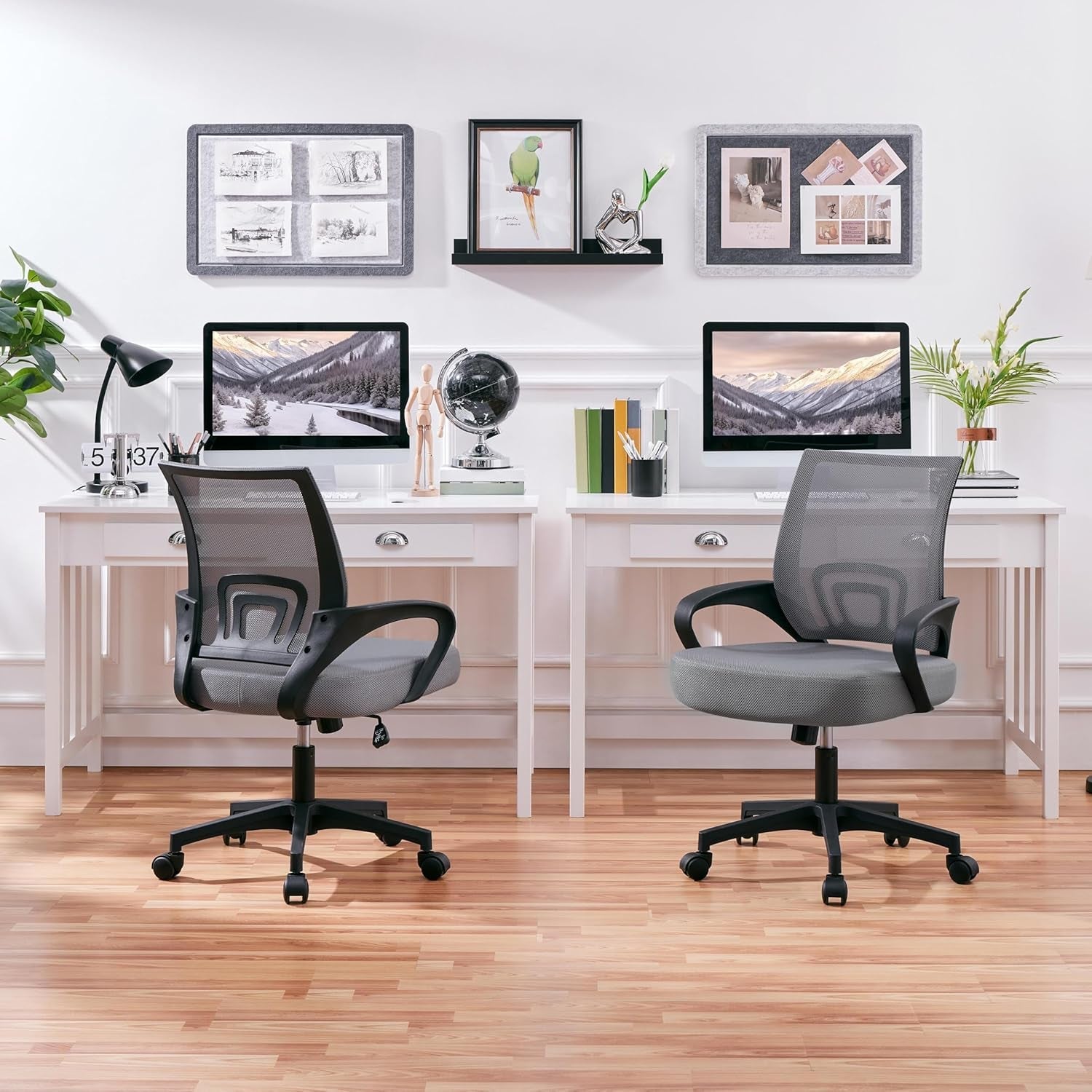 2 Pack Ergonomic Office Chair with 360° Rolling Casters, Mesh Mid-Back Computer Chair for Recreation Dark Gray-1