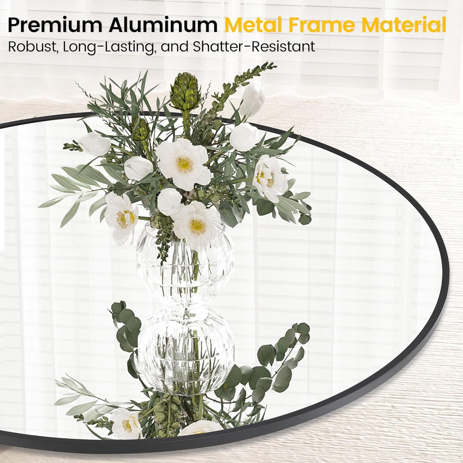 Round Mirror, 32 Inch Black Bathroom Mirror, Circle Mirror with Metal Frame, Large Stylish Wall Mirror, round Mirrors for Bathroom, Entryway, Bedroom, Vanity, Hallway, Living Room-4