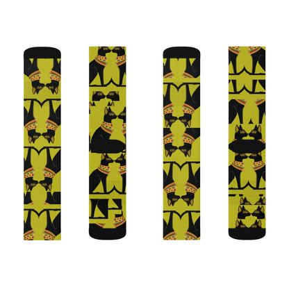 GODDESS BESTET EGYPTIAN PROTECTRESS OF LOWER EGYPT Sublimation Socks by SobG Designs