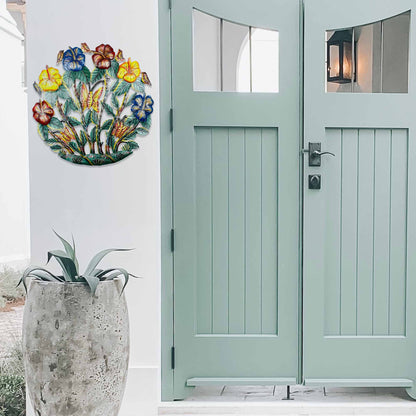 PAINTED FLOWER GARDEN METAL WALL ART - CROIX DES BOUQUETS