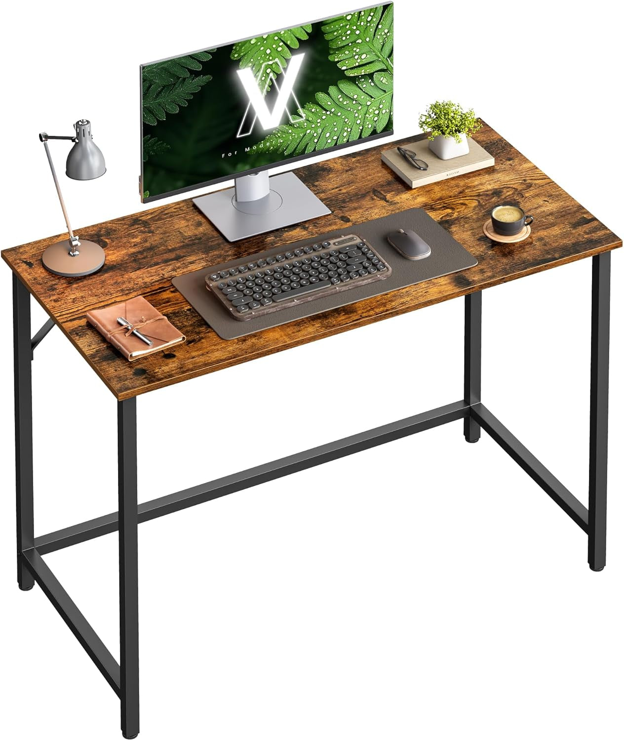 Computer Desk, Gaming Desk, Home Office Desk, for Small Spaces, 19.7 X 39.4 X 29.5 Inches, Industrial Style, Metal Frame, Rustic Brown and Black ULWD41X-4