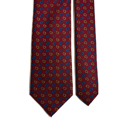 Hand-Printed Burgundy Small Paisley Silk Tie-2