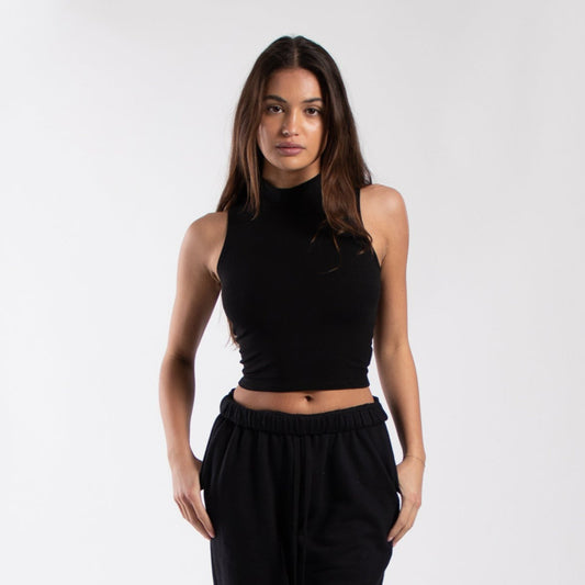 0890 - Women's Mock Neck Cropped Muscle Tank-0
