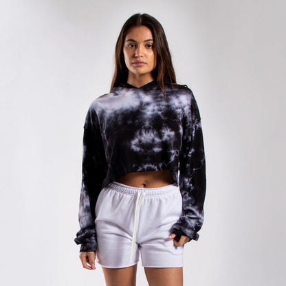 6036TD - Women's Cropped Tie Dye Hoodie-0