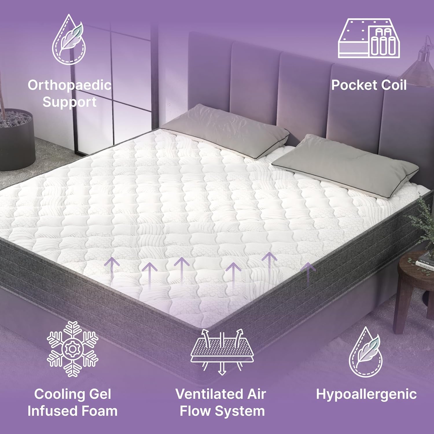 Cooling Gel Infused Hybrid Memory Foam King Mattress-4