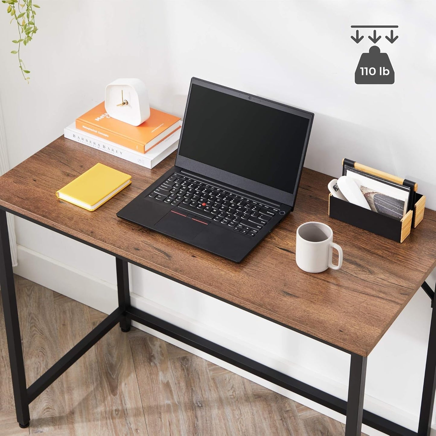 Computer Desk, Gaming Desk, Home Office Desk, for Small Spaces, 19.7 X 39.4 X 29.5 Inches, Industrial Style, Metal Frame, Hazelnut Brown and Black ULWD041B03V1-1