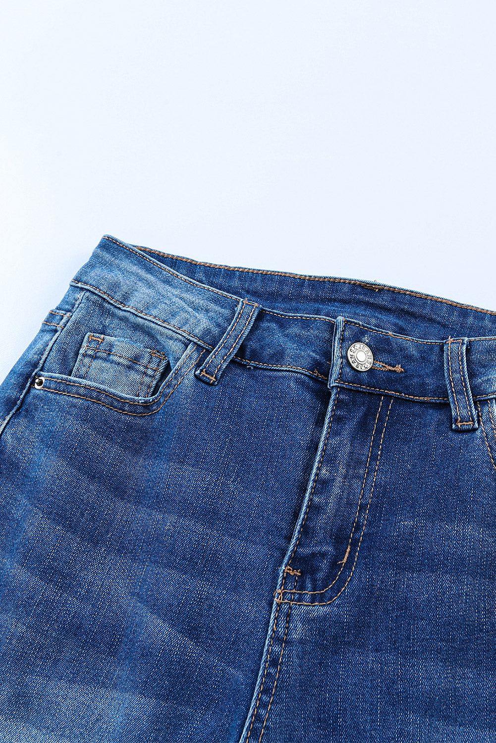 SHEWIN Dark Blue Casual Pocket High Rise Wide Leg Jeans