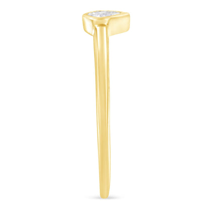 14K Yellow Gold Plated .925 Sterling Silver 1/20 Carat Diamond Teardrop Pear-Shaped Miracle Set Petite Fashion Ring (J-K Color, I1-I2 Clarity)-3