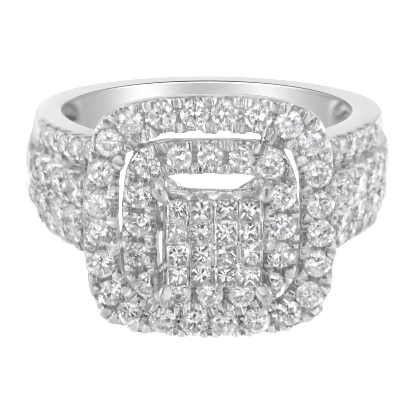 14KT White Gold Diamond Cocktail Ring (1 1/2 cttw, H-I Color, SI2-I1 Clarity)-3