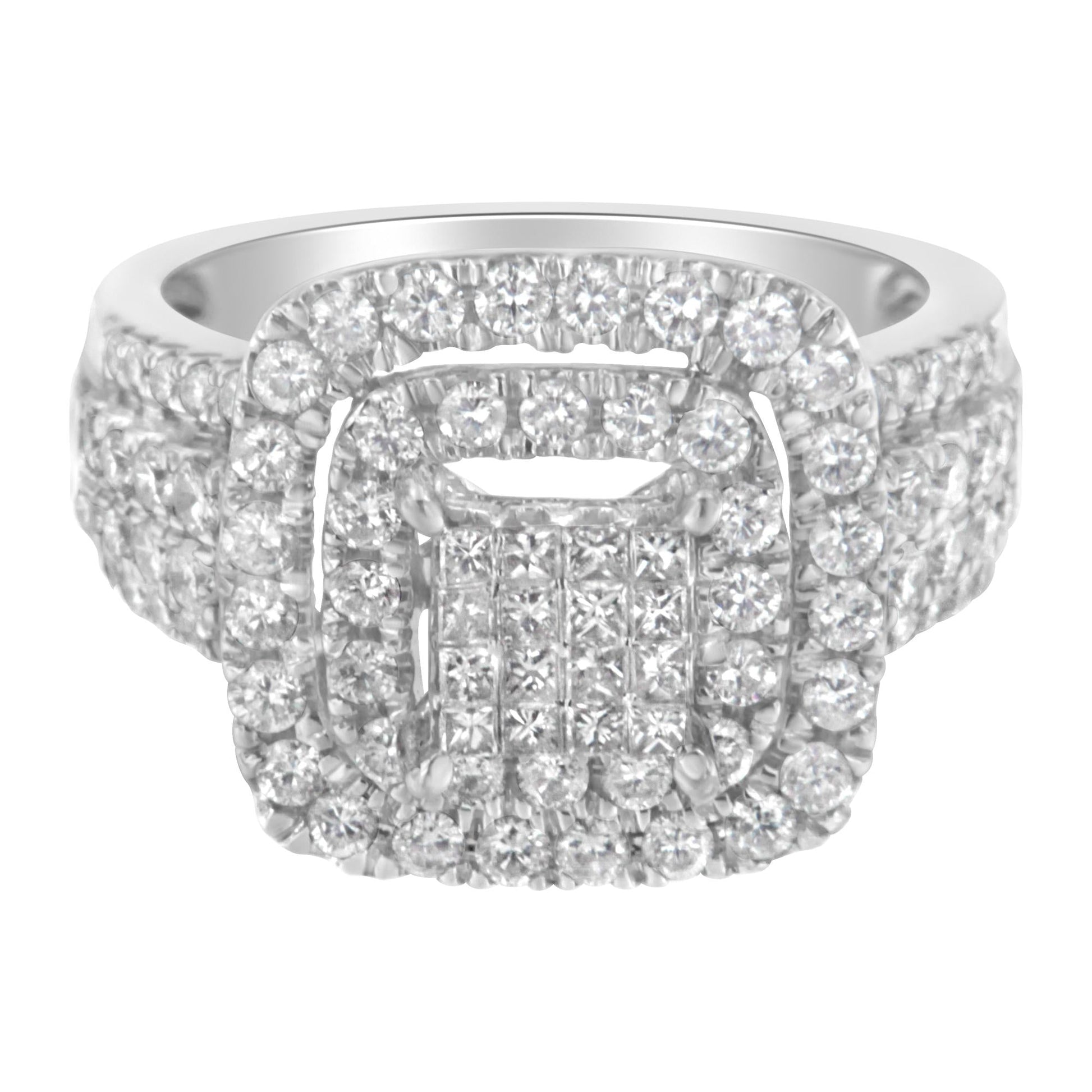 14KT White Gold Diamond Cocktail Ring (1 1/2 cttw, H-I Color, SI2-I1 Clarity)-3