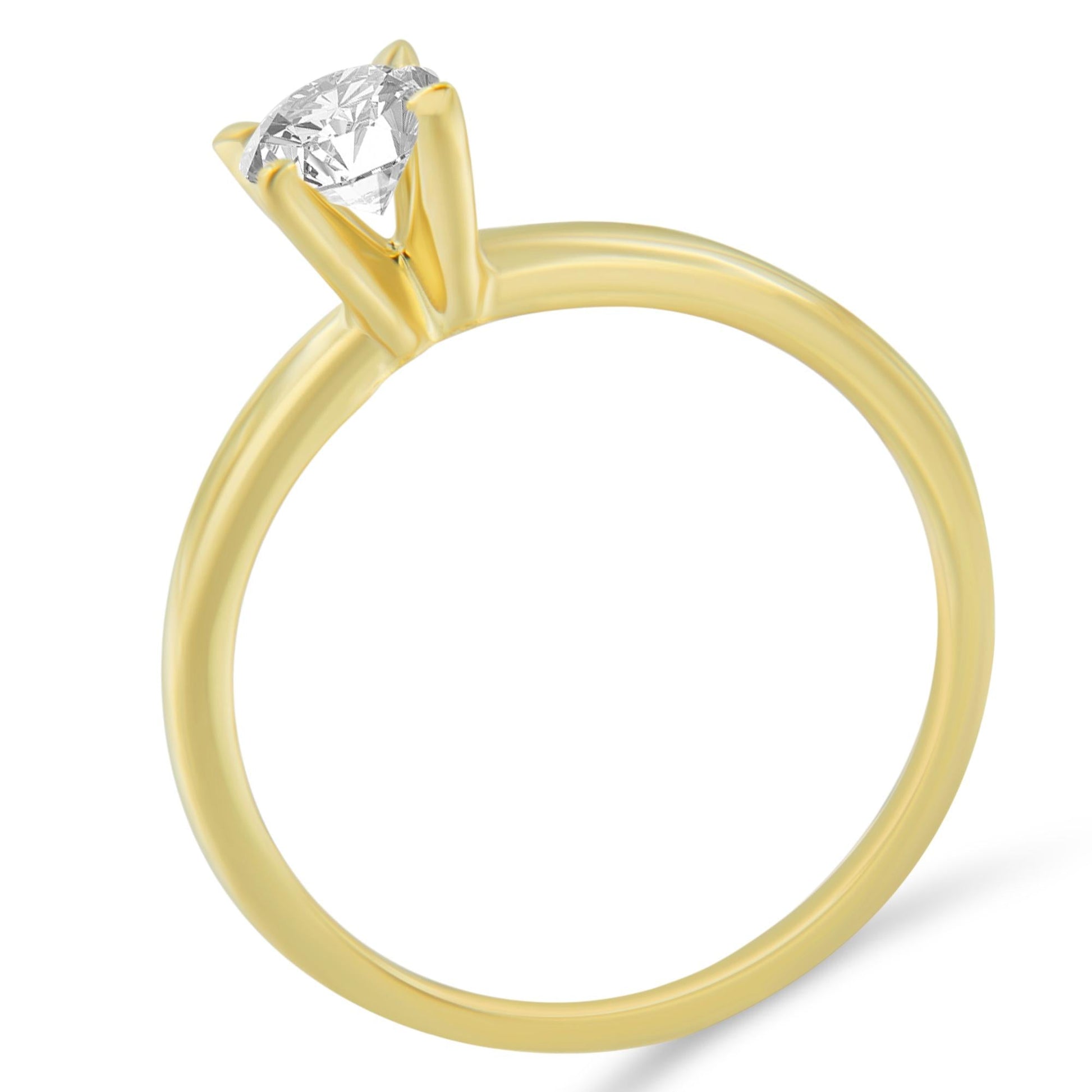 GIA Certified 14k Gold 1/2 Cttw Diamond Solitaire Engagement Ring (H Color, SI1 Clarity)-3