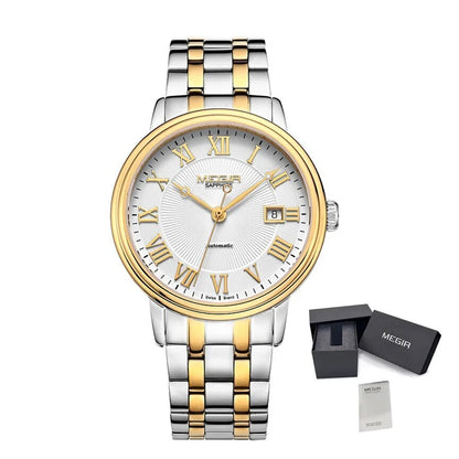 MEGIR Automatic Mechanical Watch Men Stainless Steel Watches Top Brand Luxury Business Wristwatch Male Clock Relogio Masculino-10