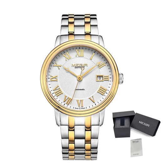 MEGIR Automatic Mechanical Watch Men Stainless Steel Watches Top Brand Luxury Business Wristwatch Male Clock Relogio Masculino-10