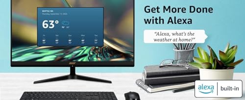 acer Aspire C24 23.8" FHD All in One Desktop Computer, 12th Gen Intel 6-Core i3-1215U Processor, 16GB RAM 1TB SSD, Wi-Fi 6, Wireless Keyboard and Mouse,Windows 11 Home, Black