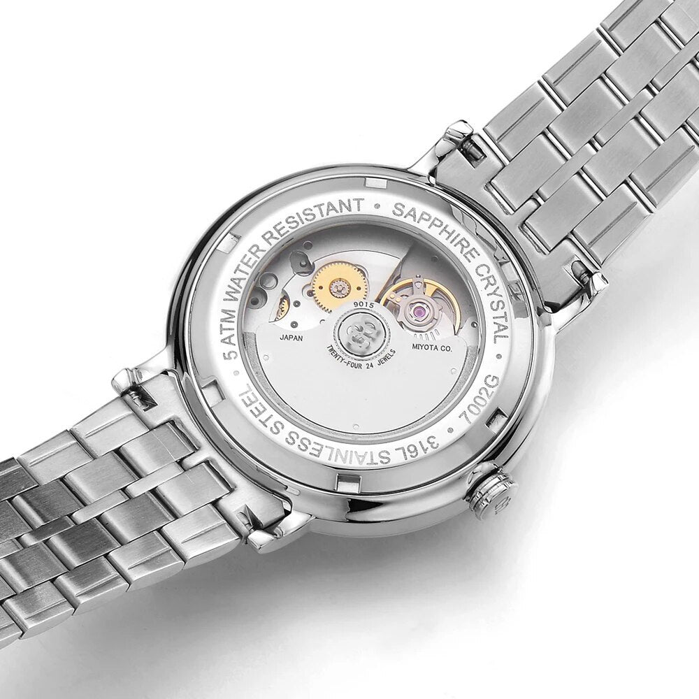 NAKZEN Men Classic Automatic Mechanical Watches Brand Luxury Man Stainless Steel Wristwatch Clock Relogio Masculino Miyota 9015-4