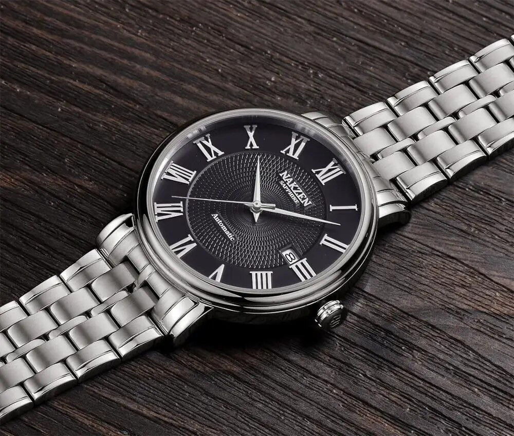 NAKZEN Men Classic Automatic Mechanical Watches Brand Luxury Man Stainless Steel Wristwatch Clock Relogio Masculino Miyota 9015-1
