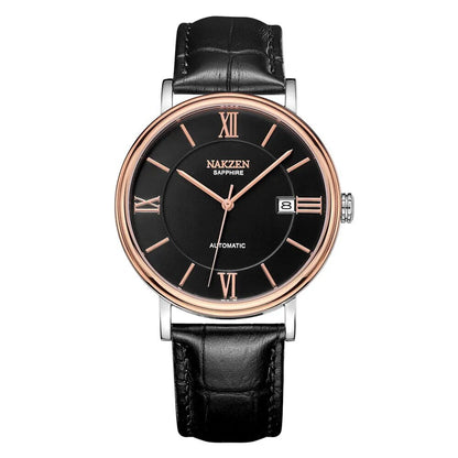 NAKZEN Men Business Automatic Mechanical Watches Brand Luxury Leather Man Wrist Watch Male Clock Relogio Masculino Miyota 9015-7