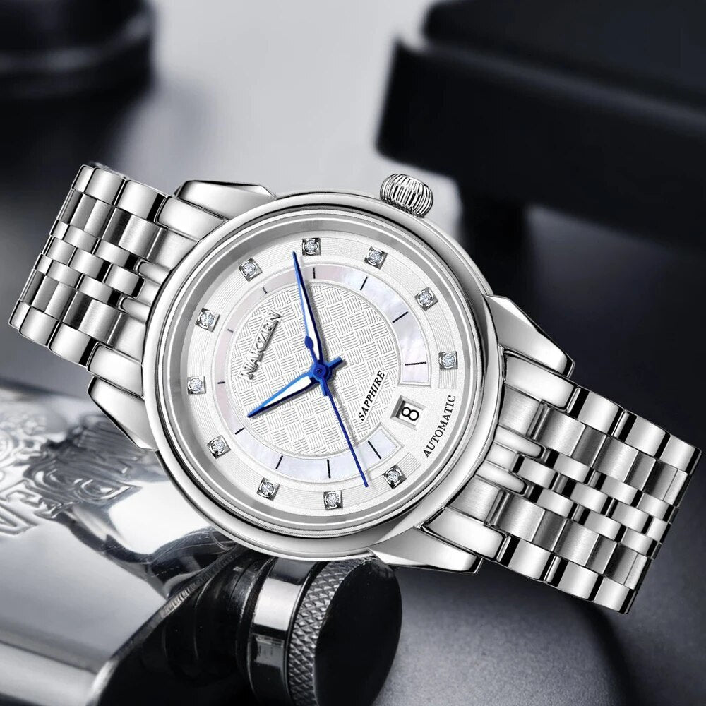 NAKZEN Men Japan Automatic NH35 Movement Mechanical Watch Mens Luminous Waterproof Diamond Classic Wrist Watches Reloj Hombre-5