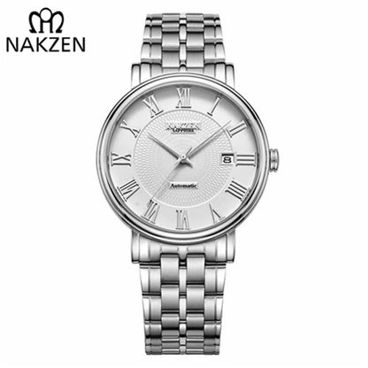 NAKZEN Men Classic Automatic Mechanical Watches Brand Luxury Man Stainless Steel Wristwatch Clock Relogio Masculino Miyota 9015-6