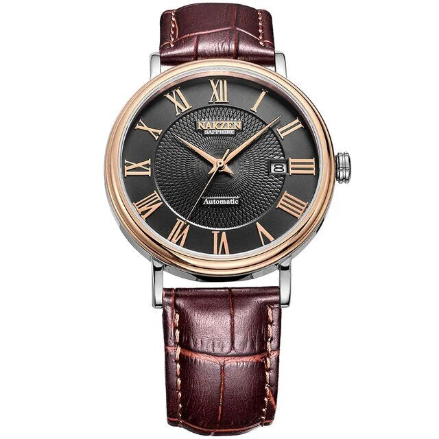 NAKZEN Men Classic Automatic Mechanical Watches Brand Luxury Man Stainless Steel Wristwatch Clock Relogio Masculino Miyota 9015-12