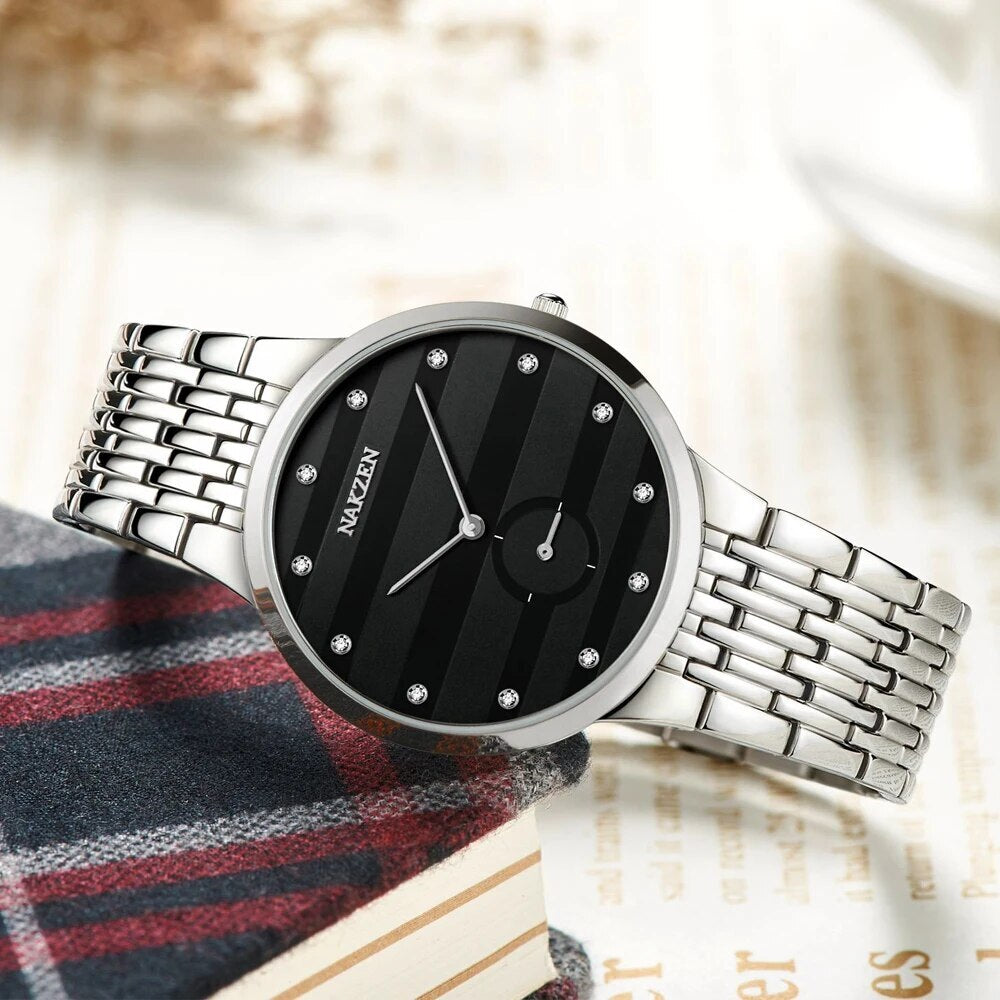 NAKZEN Diamond Men Watch Luxury Brand Sapphire Watches Mens Stainless Steel Black Gold Wristwatch Male Clock Relogio Masculino-4