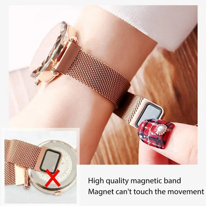 Luxury Women Watches Magnetic Stainless Steel Female Clock Quartz Rotating Wristwatch Fashion Ladies Wrist Watch reloj mujer-4