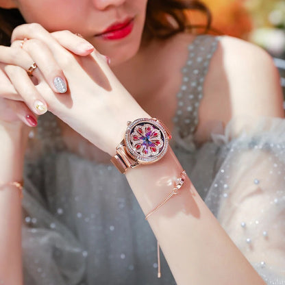 Luxury Women Watches Magnetic Stainless Steel Female Clock Quartz Rotating Wristwatch Fashion Ladies Wrist Watch reloj mujer-5