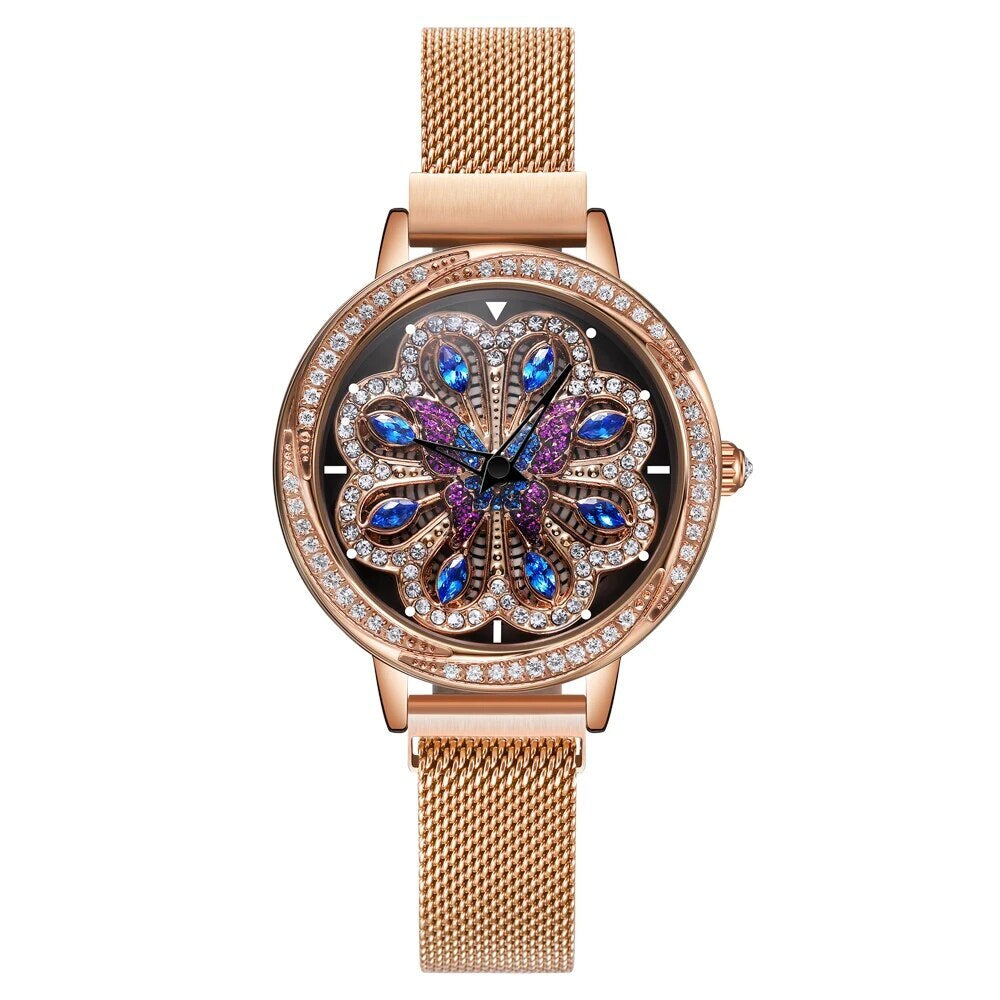 Luxury Women Watches Magnetic Stainless Steel Female Clock Quartz Rotating Wristwatch Fashion Ladies Wrist Watch reloj mujer-7