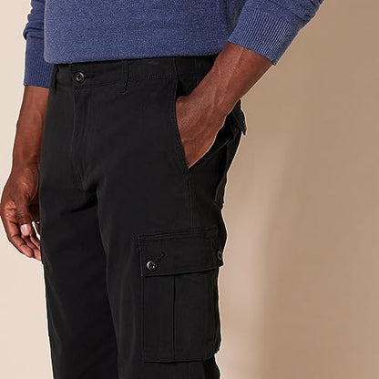 Amazon Essentials Men's Straight-Fit Stretch Cargo Pant (Available in Big & Tall), Black, 34W x 32L