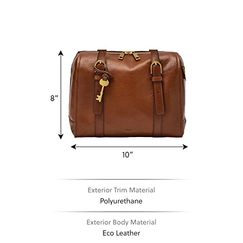 Fossil Women's Carlie Leather Satchel Purse Handbag, Brown (Model: ZB1772200)