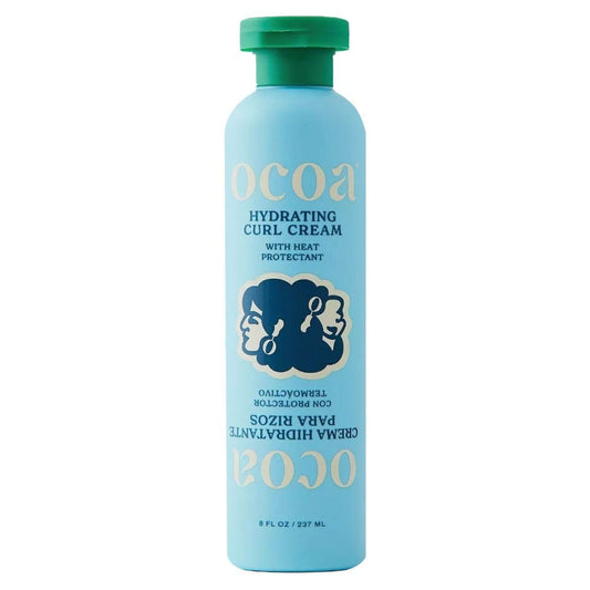 OCOA Beauty Hydrating Curl Cream with Hibiscus, Mango Butter, and Marula Oil - Defines, Moisturizes, Controls Frizz & Protects from Heat - For Curly & Wavy Hair, 8 oz