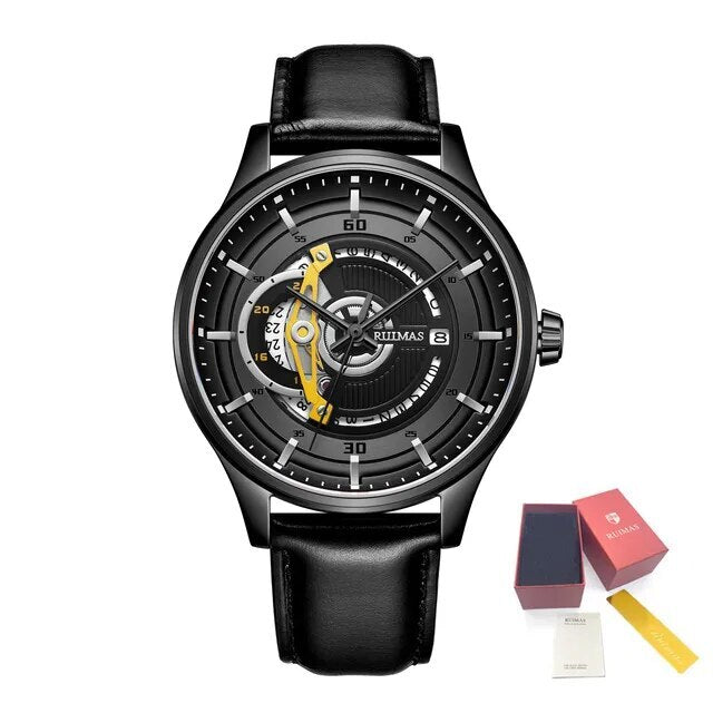 RUIMAS Mens Watches Luxury Fashion Sports Wristwatch Leather Strap Men's Army Military Watch Automatic Mechanical Man Clock 6786-13