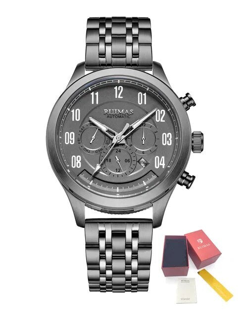 RUIMAS Watch Men Automatic Mechanical Watches Stainless Steel Luminous Business Wristwatch Top Brand Luxury Male Clock 6785-12