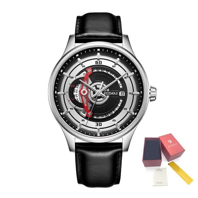 RUIMAS Mens Watches Luxury Fashion Sports Wristwatch Leather Strap Men's Army Military Watch Automatic Mechanical Man Clock 6786-12