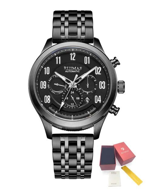 RUIMAS Watch Men Automatic Mechanical Watches Stainless Steel Luminous Business Wristwatch Top Brand Luxury Male Clock 6785-14