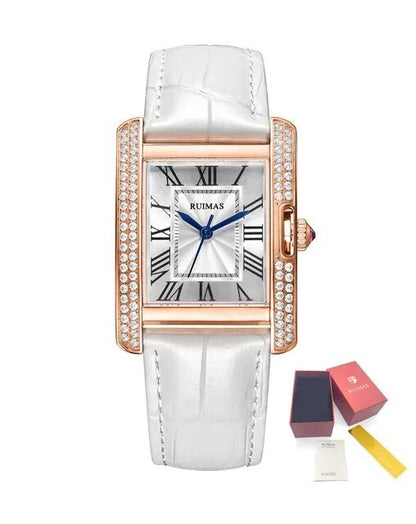 RUIMAS Fashion Automatic Mechanical Watch for Women Luxury Leather Ladies Wristwatch Waterproof Female Clock Reloj Mujer 6773-17