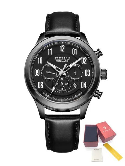 RUIMAS Luxury Casual Sport Watch for Men's Automatic Mechanical Watches Leather Luminous Man Clock Wrist Watch Chronograph 6785-14